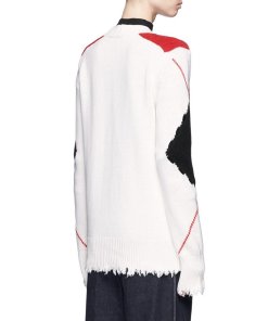 MSGM Argyle Check Intarsia Cutout Cardigan