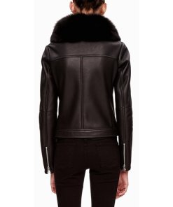 Theory Pomono Shearling-Trim Leather Biker Jacket