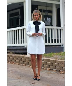 Kate Spade Griffin Satin Crepe Bow Shirtdress