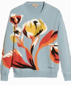 Burberry Floral Intarsia Merino Wool Sweater