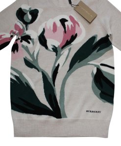 Burberry Floral Intarsia Merino Wool Sweater