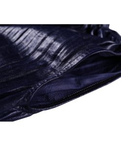 Céline Drawstring Waist Pleated Leather Dress