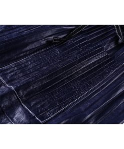 Céline Drawstring Waist Pleated Leather Dress