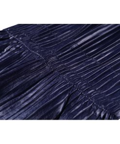 Céline Drawstring Waist Pleated Leather Dress
