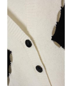 MSGM Argyle Check Intarsia Cutout Cardigan