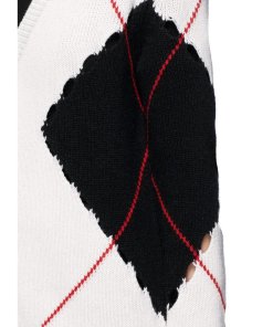 MSGM Argyle Check Intarsia Cutout Cardigan