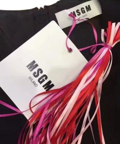 MSGM Floral Embellished Linen Blend Flared Dress