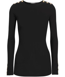 Balmain Button Detail Wool & Cashmere Blend Sweater