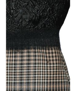 3.1 Phillip Lim Floral Cloqué Houndstooth Hem Puff Sleeve Top