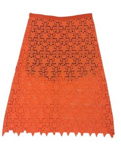 Sacai Star-Crochet Scalloped-Hem Cotton Skirt