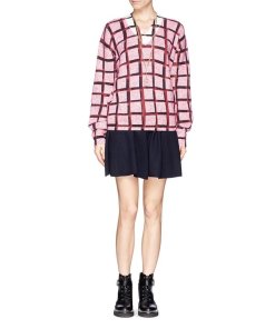 Kenzo Windowpane Wool & Cashmere V-neck Sweater