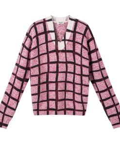Kenzo Windowpane Wool & Cashmere V-neck Sweater