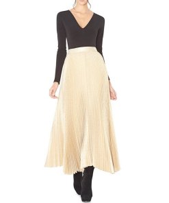 Alice + Olivia Katz Pleated Metallic Silk-Blend Skirt
