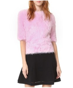 Carven Short Sleeve Fuzzy Sweater