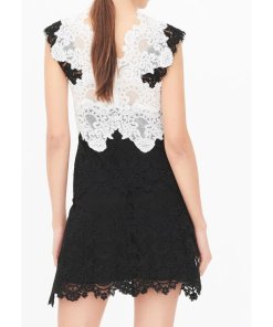 Sandro Butterfly Two-Tone Lace Mini Dress