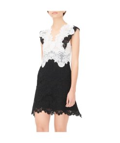Sandro Butterfly Two-Tone Lace Mini Dress