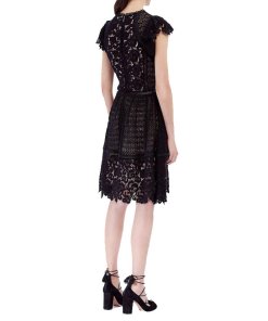 Rebecca Taylor Short Sleeve Lace Mix Dress