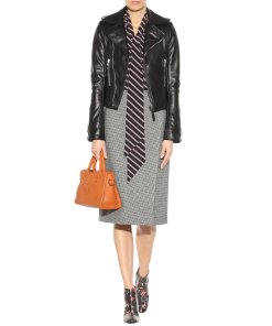 Balenciaga Epaulette Detail Leather Biker Jacket