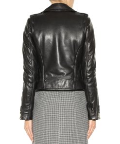 Balenciaga Epaulette Detail Leather Biker Jacket