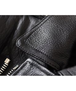 Balenciaga Epaulette Detail Leather Biker Jacket