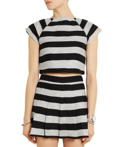 Alice & Olivia Striped Cotton-Blend Jacket & Shorts