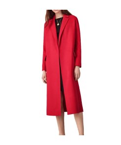 Maje Geode Long Double-Face Belted Coat