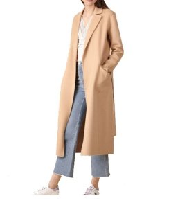 Maje Geode Long Double-Face Belted Coat