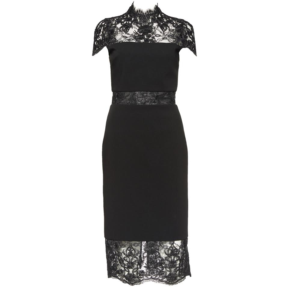 30% extra off] Alice + Olivia Kim Sheer Lace Inset Midi Dress