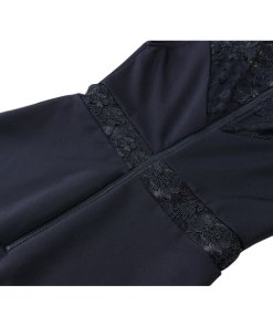 Alice + Olivia Kim Sheer Lace Inset Midi Dress