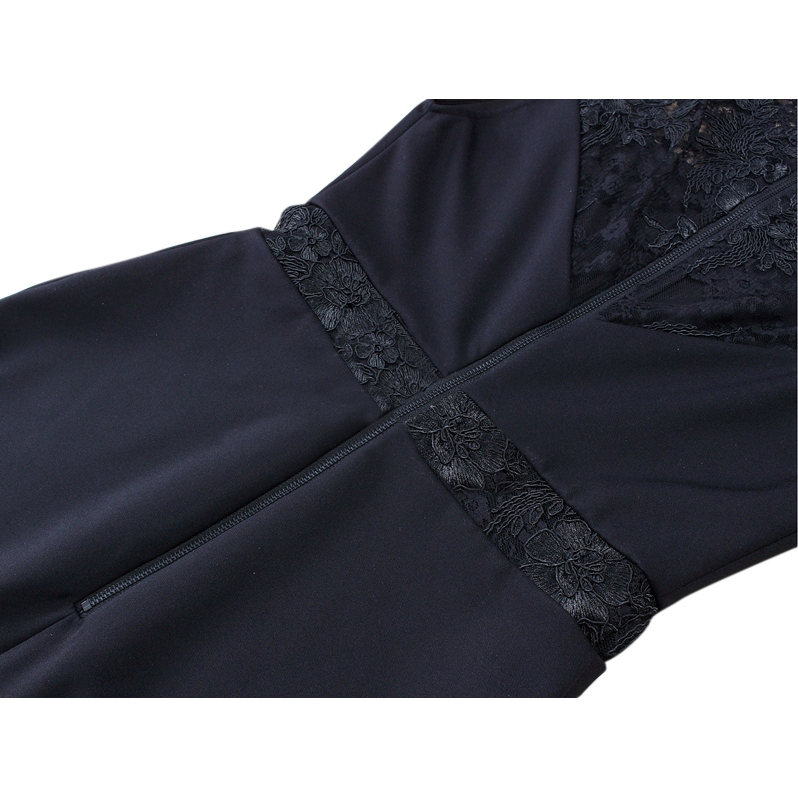 alice+olivia♡Kim Mock Neck Lace Dress 黒 30% extra off] Alice + Olivia Kim Sheer Lace Inset Midi Dress