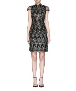 Alice + Olivia Marya Floral Embroidered Tulle Dress