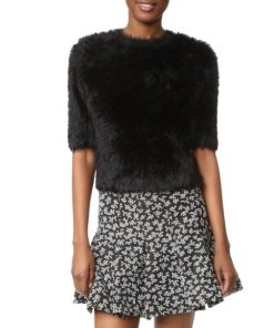 Carven Short Sleeve Fuzzy Sweater