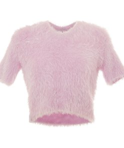 Carven Short Sleeve Fuzzy Sweater