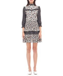 Rebecca Taylor Bijou Floral Silk Patchwork Dress