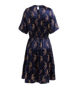 Sandro Tiger Print Ruffle Hem Silk Dress