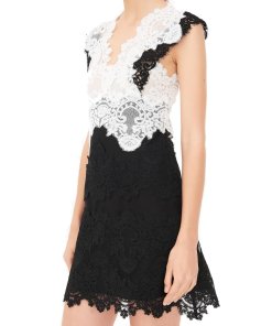 Sandro Butterfly Two-Tone Lace Mini Dress