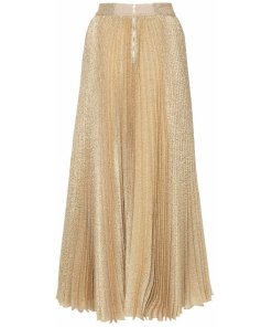 Alice + Olivia Katz Pleated Metallic Silk-Blend Skirt