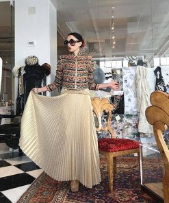 Alice + Olivia Katz Pleated Metallic Silk-Blend Skirt
