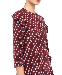 Sandro Star Print Silk Mini Dress