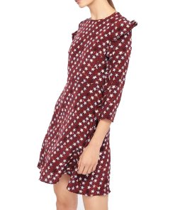 Sandro Star Print Silk Mini Dress