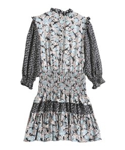 Rebecca Taylor Bijou Floral Silk Patchwork Dress