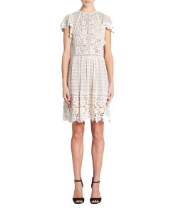 Rebecca Taylor Short Sleeve Lace Mix Dress