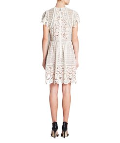 Rebecca Taylor Short Sleeve Lace Mix Dress