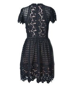 Rebecca Taylor Short Sleeve Lace Mix Dress