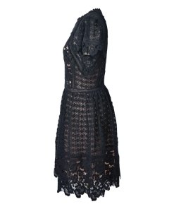Rebecca Taylor Short Sleeve Lace Mix Dress