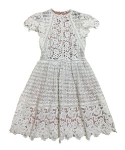 Rebecca Taylor Short Sleeve Lace Mix Dress