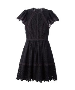 Rebecca Taylor Short Sleeve Lace Mix Dress