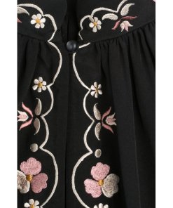 Vilshenko Embroidered Florals Silk Blouse