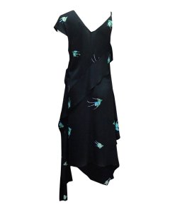 Diane von Furstenberg Bird Print Silk Ruffle Dress