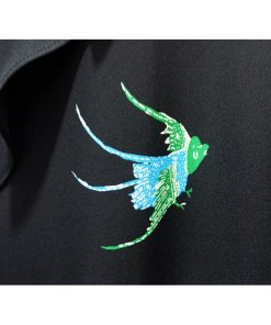 Diane von Furstenberg Bird Print Silk Ruffle Dress